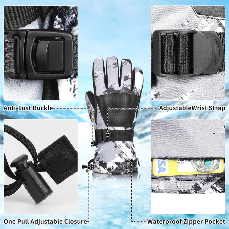 Odtmger Ski Gloves,Winter Waterproof & Warm Snow Gloves for Parent Child Kids-Skiing,Cycling,Motorcycle,Running - Image 4